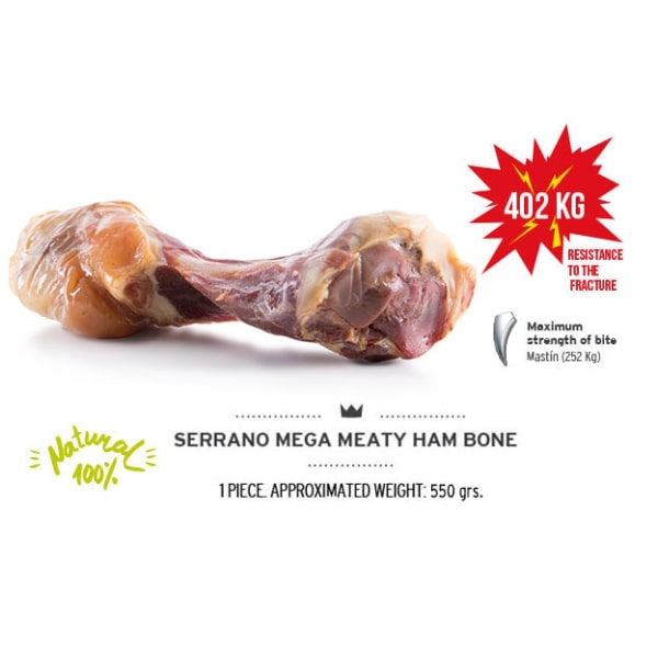 Gryzak naturalny Serrano Mega Meaty Ham Bone ok. 550 g (Bardzo mięsna kość)