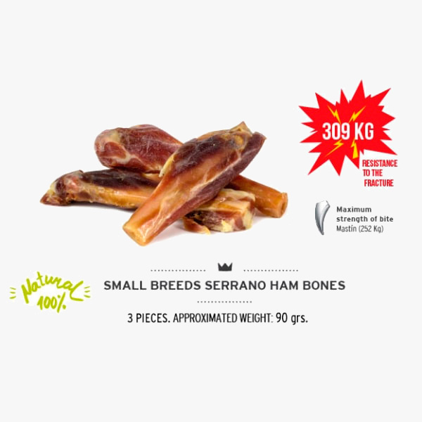 Gryzak dla psa Serrano Mini Ham Bones 3 szt. x 90 g (Małe kości mięsne)